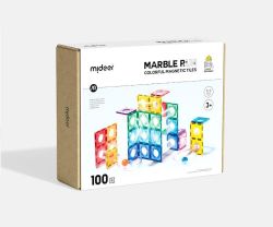 Coloured magnetic building set and ball track - 100 pcs